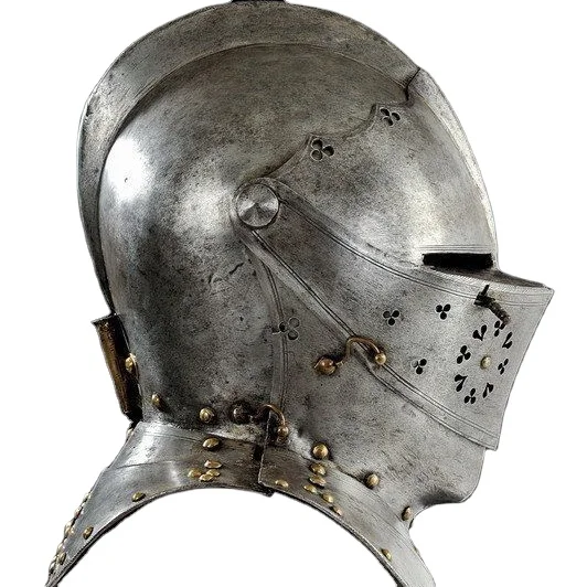 18 GA Medieval Knight Tournament Close Armor Helmet Silver Color Customized Logo available