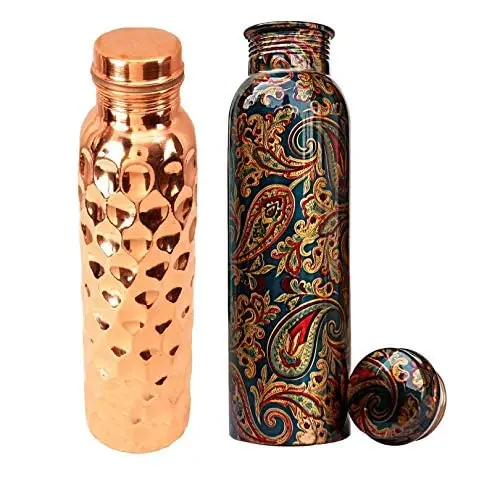 Copper water bottle pure 1000 ml 100% Pure with ayurvedic health benefits perfect for gifting yoga Copper bottle manufacturer
