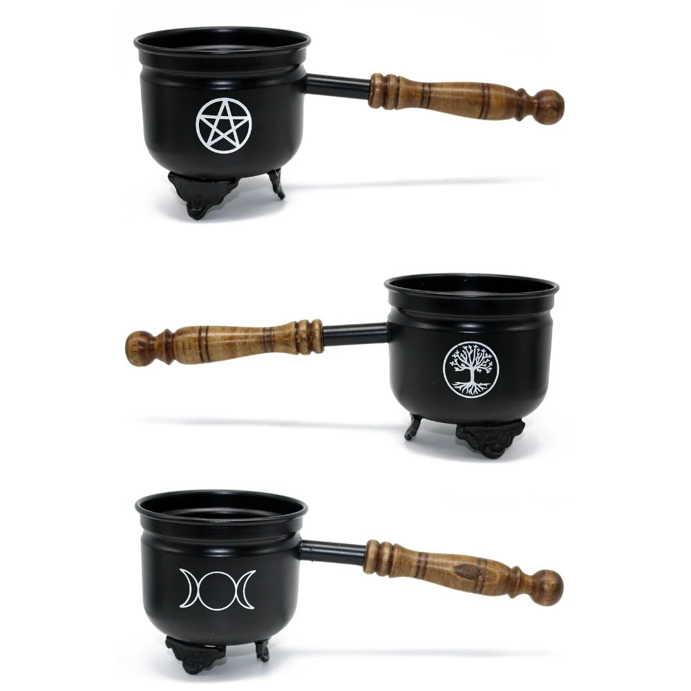 Unique Handmade Candle Jar in Metal with Wooden Handle Perfect for Living Room Decor