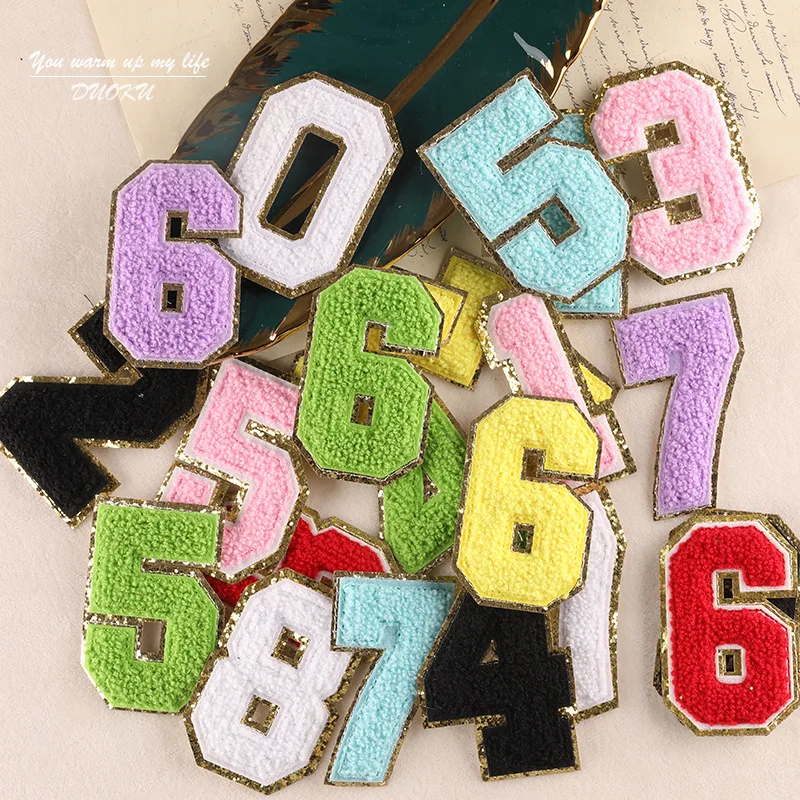 No Minimum Wholesale Custom Shapes Iron On Patch Embroidery Letter Towel Chenille Patches
