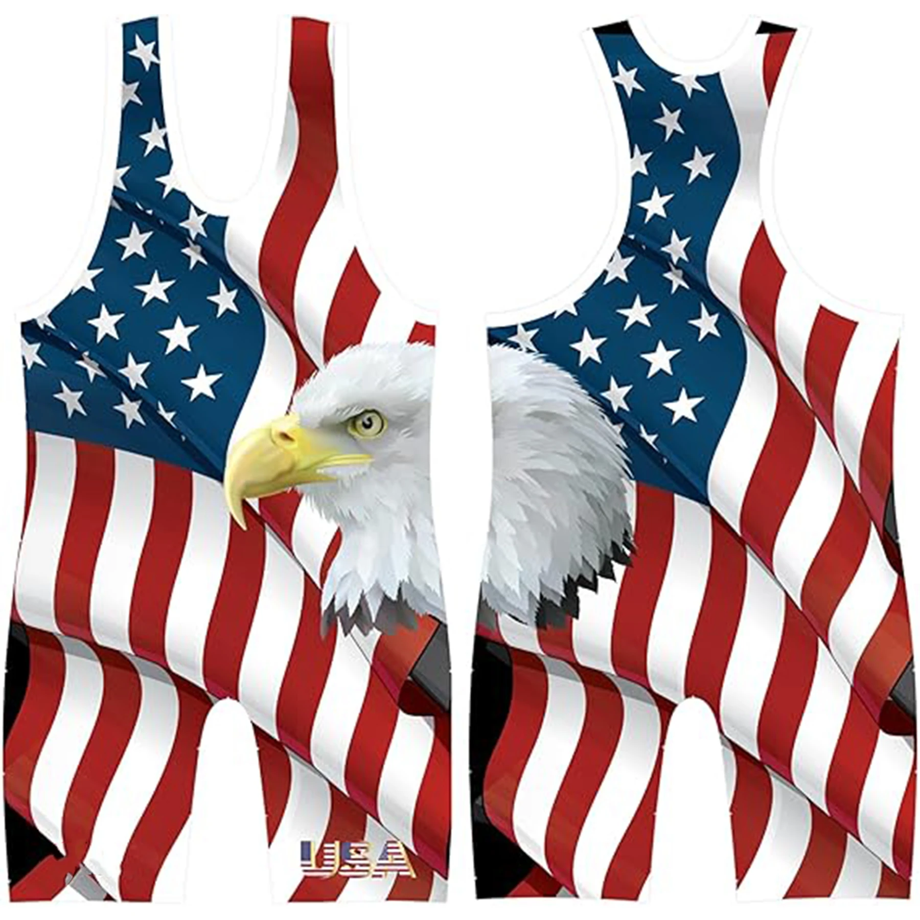 Latest Design Professional Fitness Youth Wrestling Wear Ameican Flag USA Sports Singlet High Quality Wrestling Singlet