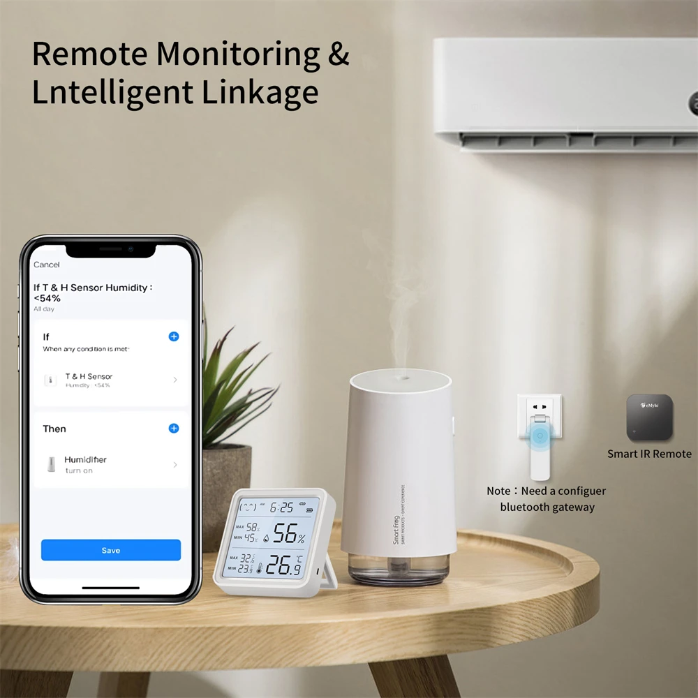 eMylo Humidity And Temperature Sensor Zigbee Tuya (8CM*8CM), Bluetooth Digital Thermometer Hygrometer