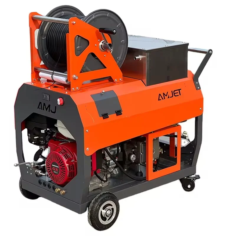 AMJET movable small sewer cleaning machine 250bar20lpm high pressure water jet sewer cleaning machine