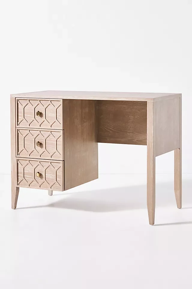 Superior Premium Quality Hand Carved Three Drawers and One Shelf Work Desk in Black and Natural Colors Indian Solid Wood Desk
