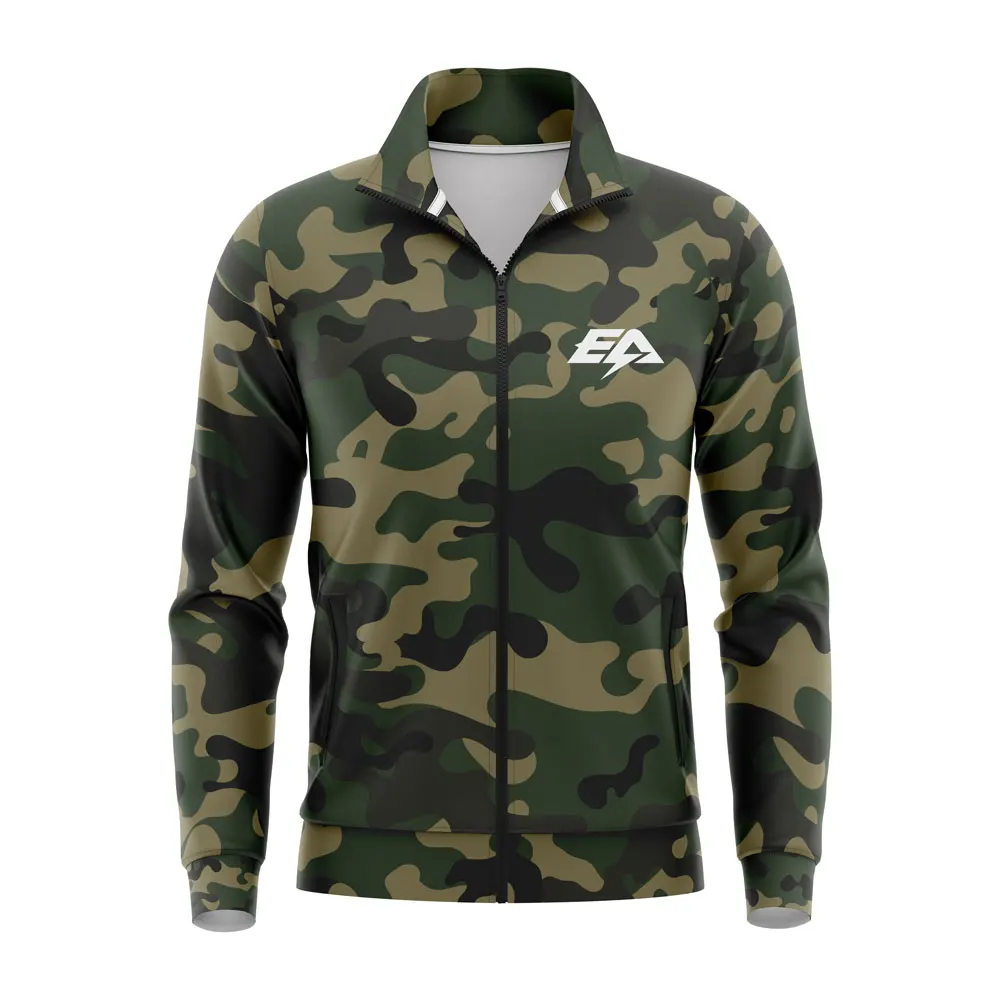 Hot Selling Custom 100% Polyester Soft Heated Jacket with Camo Design Water-Resistant and OEM Design Sublimation Process