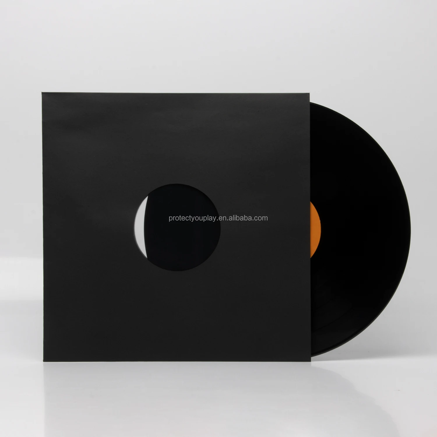 12 Inch 33 RPM Black Paper Vinyl Record Storage Inner Sleeves with Hole for Record Album