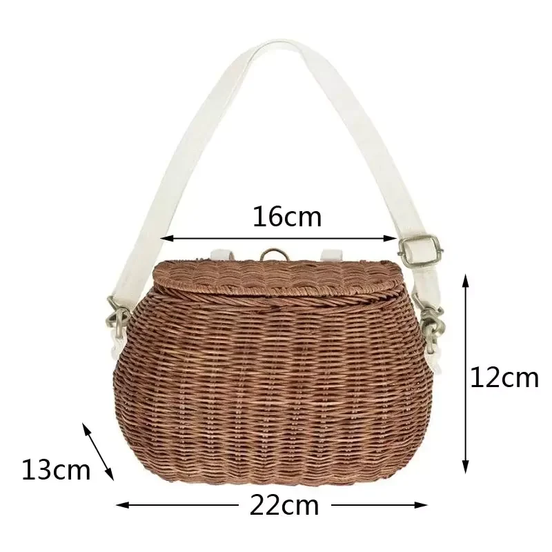 Handmade rattan kids crossbody wicker bag backpack bike scooter basket from Vietnam