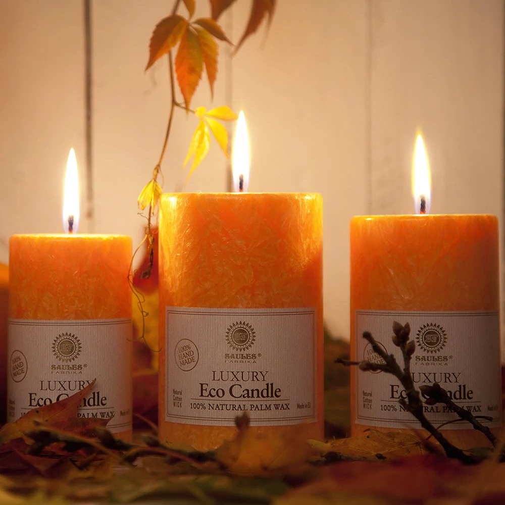 Hot Sale Natural Palm Wax EU Producer Candle Pillar Shape Private Label 100% Handmade Custom