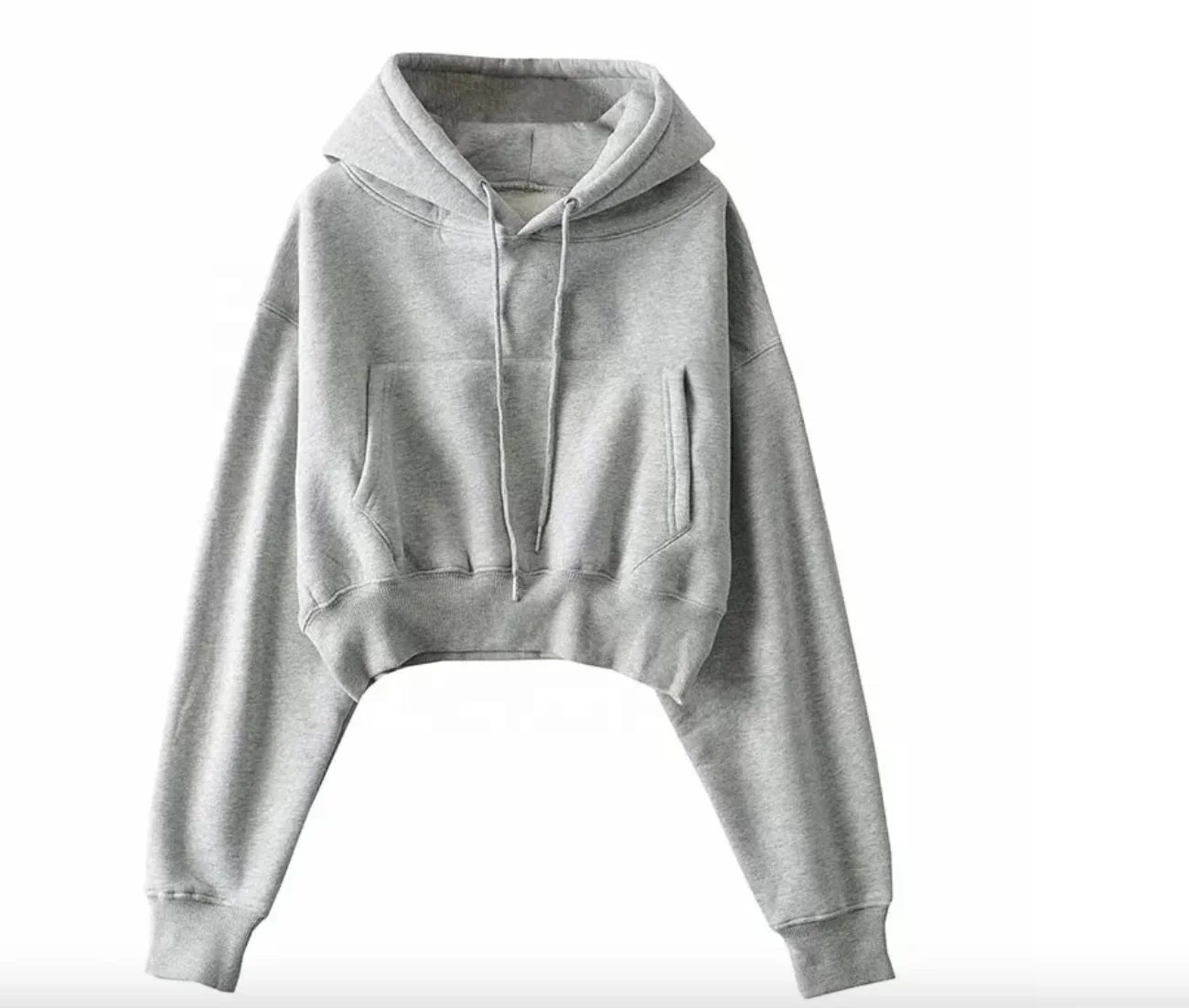 Hot Sale Fringe Detail Crop Drawstring Hoodie Long Sleeve Women Sweatshirts Crop Tops Sweat Shirts Pull Over Hoodies