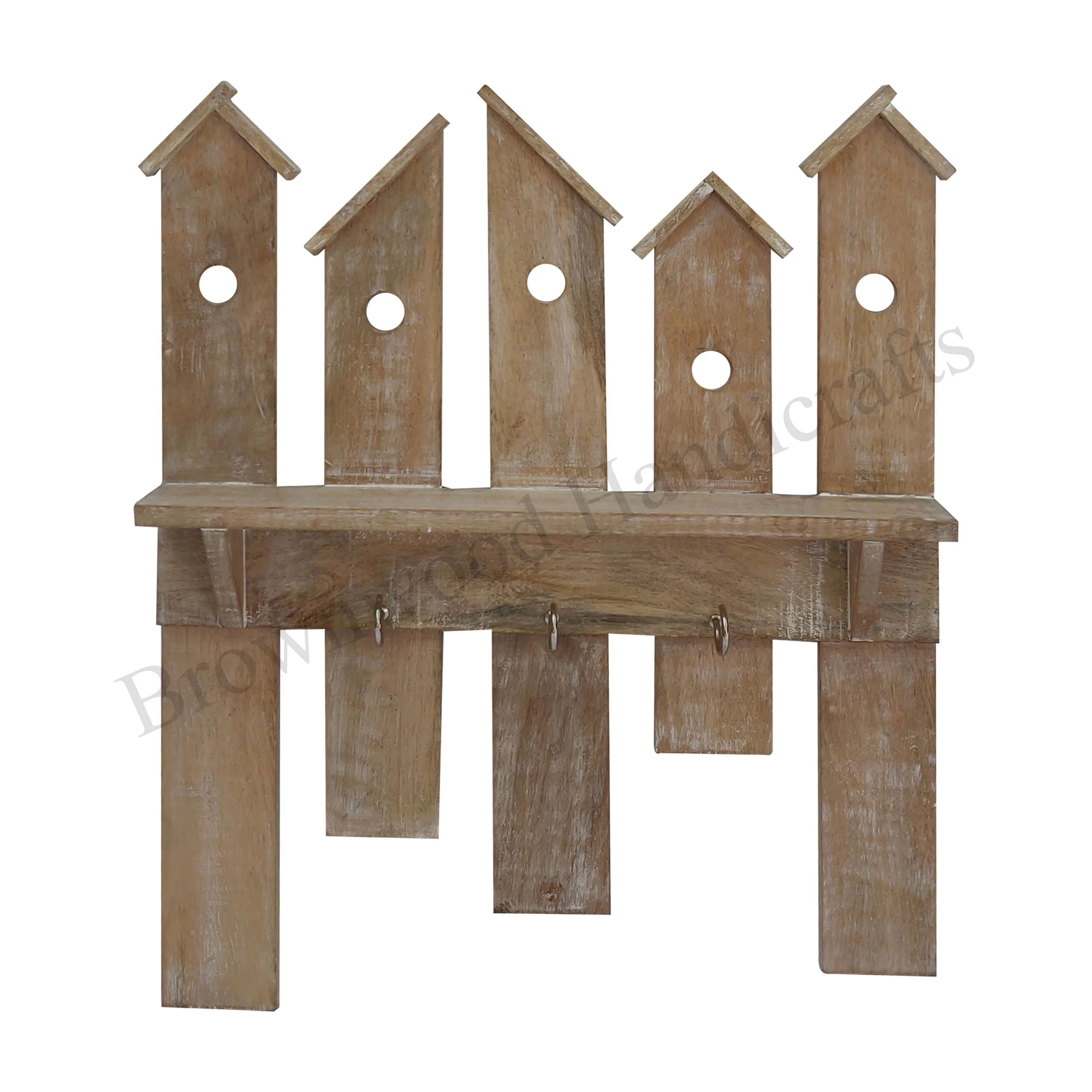 Wholesale Price Burnt White Wash Color Handmade Mango Wood Wall Hook Wooden Hand Carved Wall Hook For Coats & Jackets