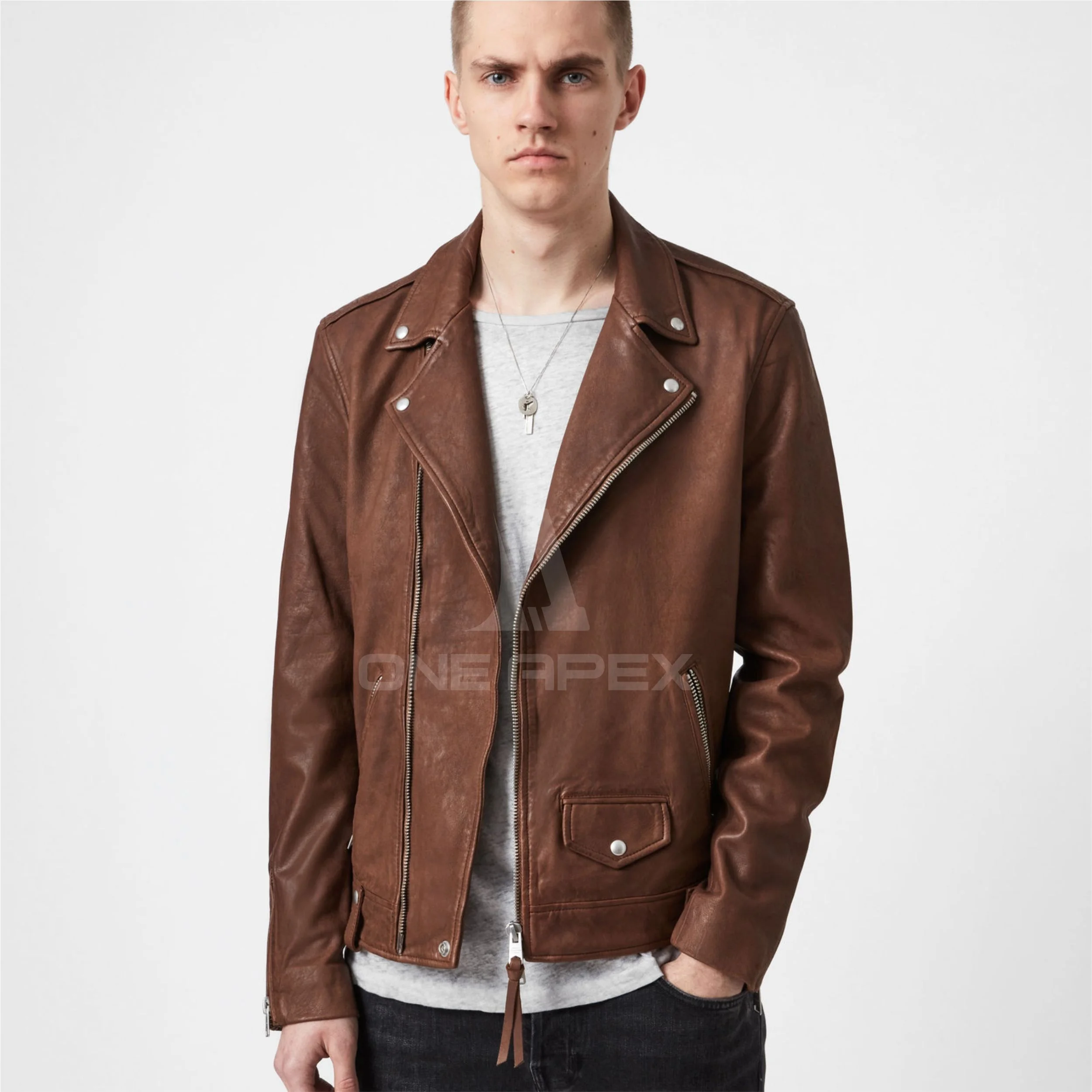 Dark Brown Real Sheep Leather Jackets for Men Top Notch Design High Quality Original Customized Biker Leather Jacket For Men