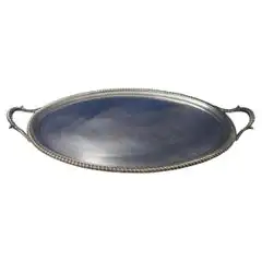 Large Antique Silver Plated Serving Tray with Floral Decoration antique serving tray