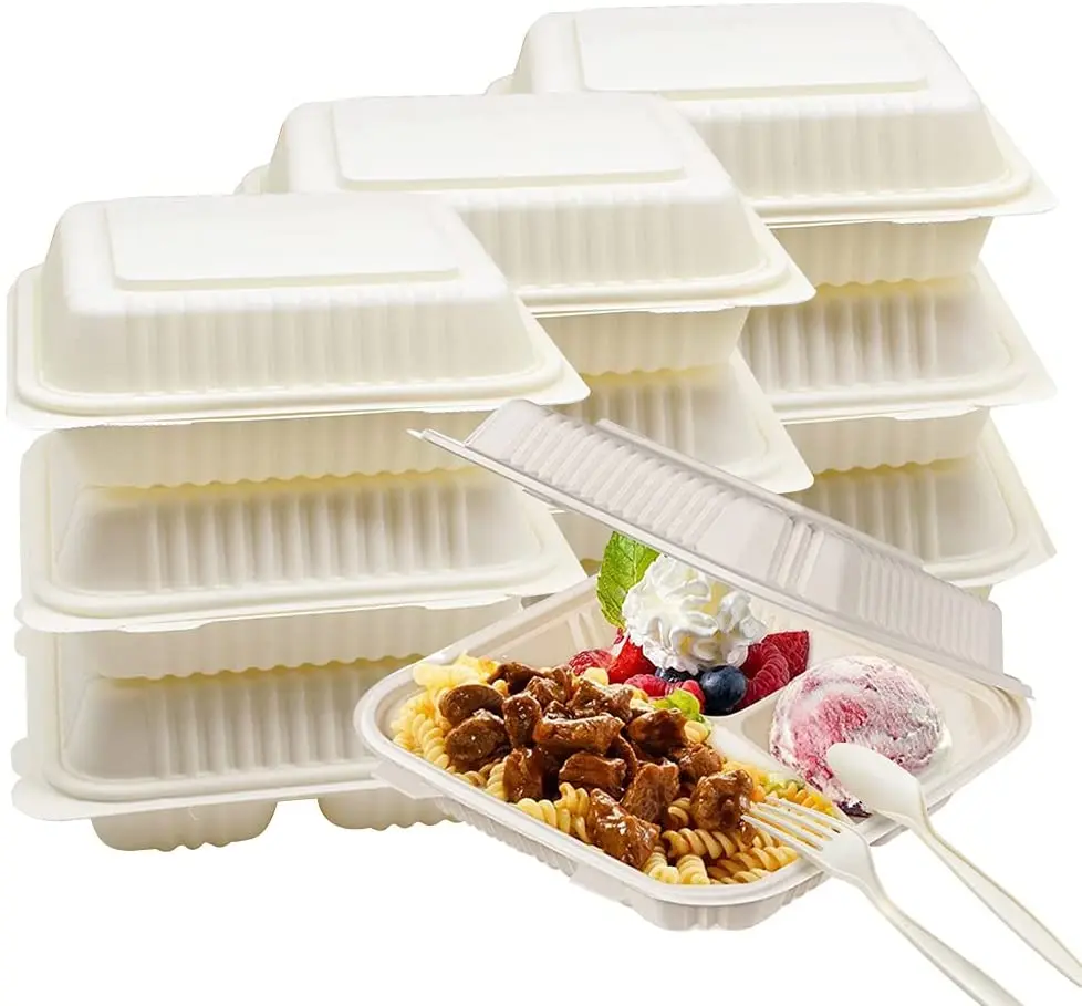 Customized Size Compostable Food Container Disposable Eco Friendly Corn Starch Burger Box for Takeout