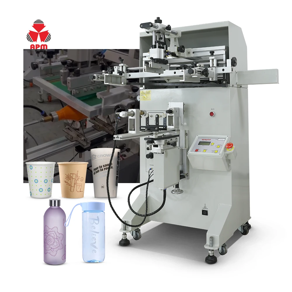 single color cup printer pp pvc plastic glass paper cup semi auto screen printing machine