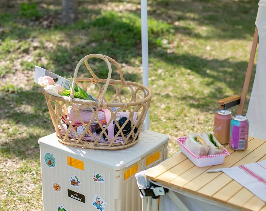 Элегантная корзина для хранения из натурального ротанга с ручкой декоративная пикника фруктов домашний декор