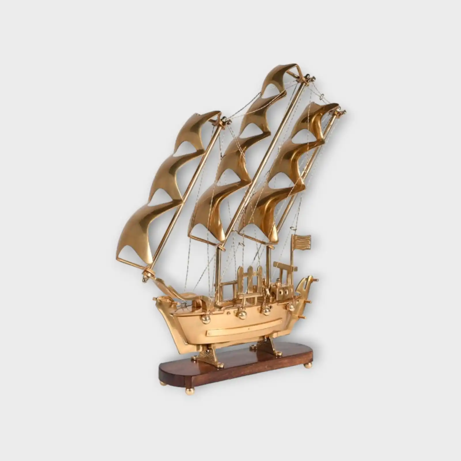 Made in India Heaven Decor Antique Brass Ship with High Quality MDF Base for Decoration and Gifting Use from Indian Supplier