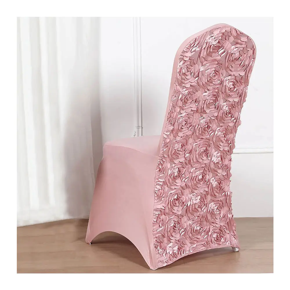Hotel Event Luxury Spandex Rosette Back Chair Cover Wedding  Polyester Chair Cover Party And For Stretch Chairsred Chair Covers