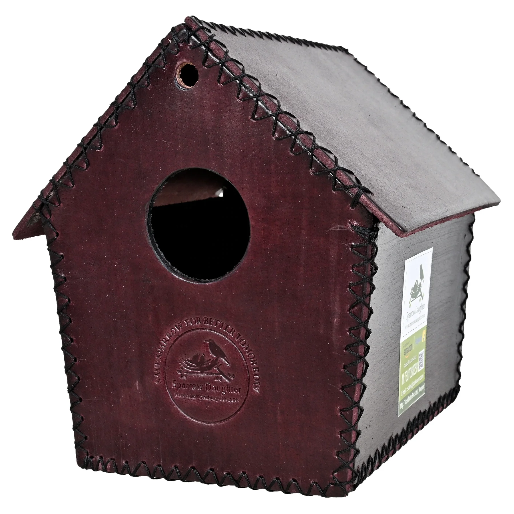 DIY LEATHER CRAFTED HUT SHAPE BIRD HOUSE INDOOR OUTDOOR WALL/ TREE MOUNTED LEATHER BIRD NESTING BOX FULLY CUSTOMIZATION ACCEPTED