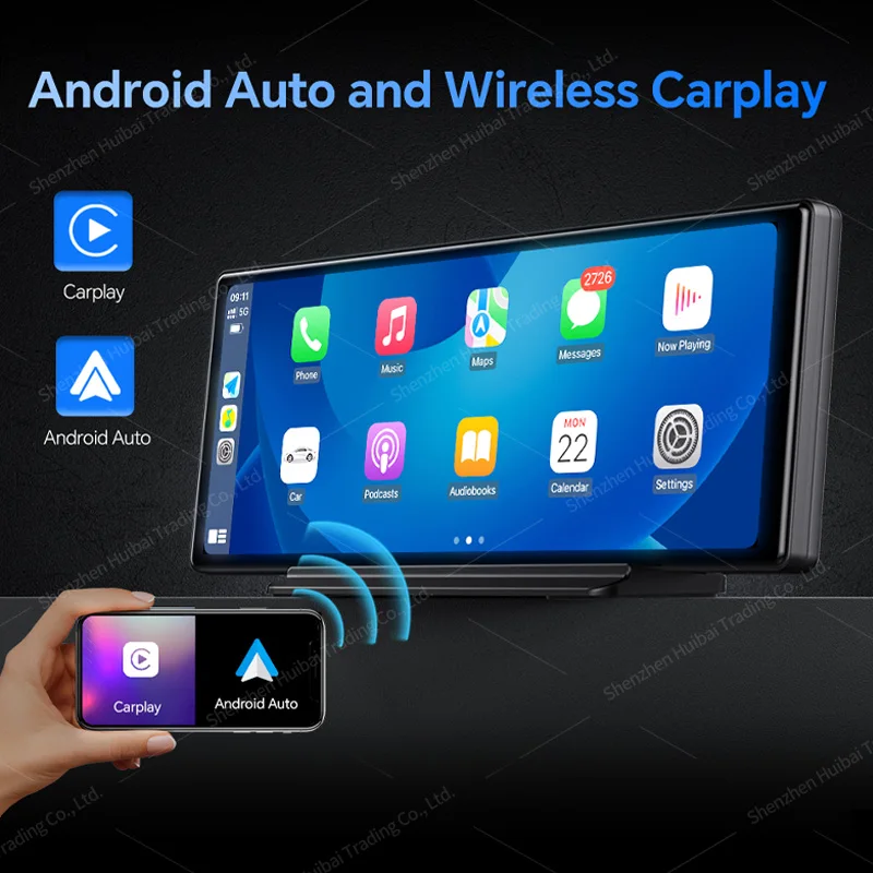 Android 13 10.26 Inch 2G+32G CarPlay & Android Auto 8-Core 8541 Car DVR GPS BT AUX FM Rearview Mirror Video Recorder