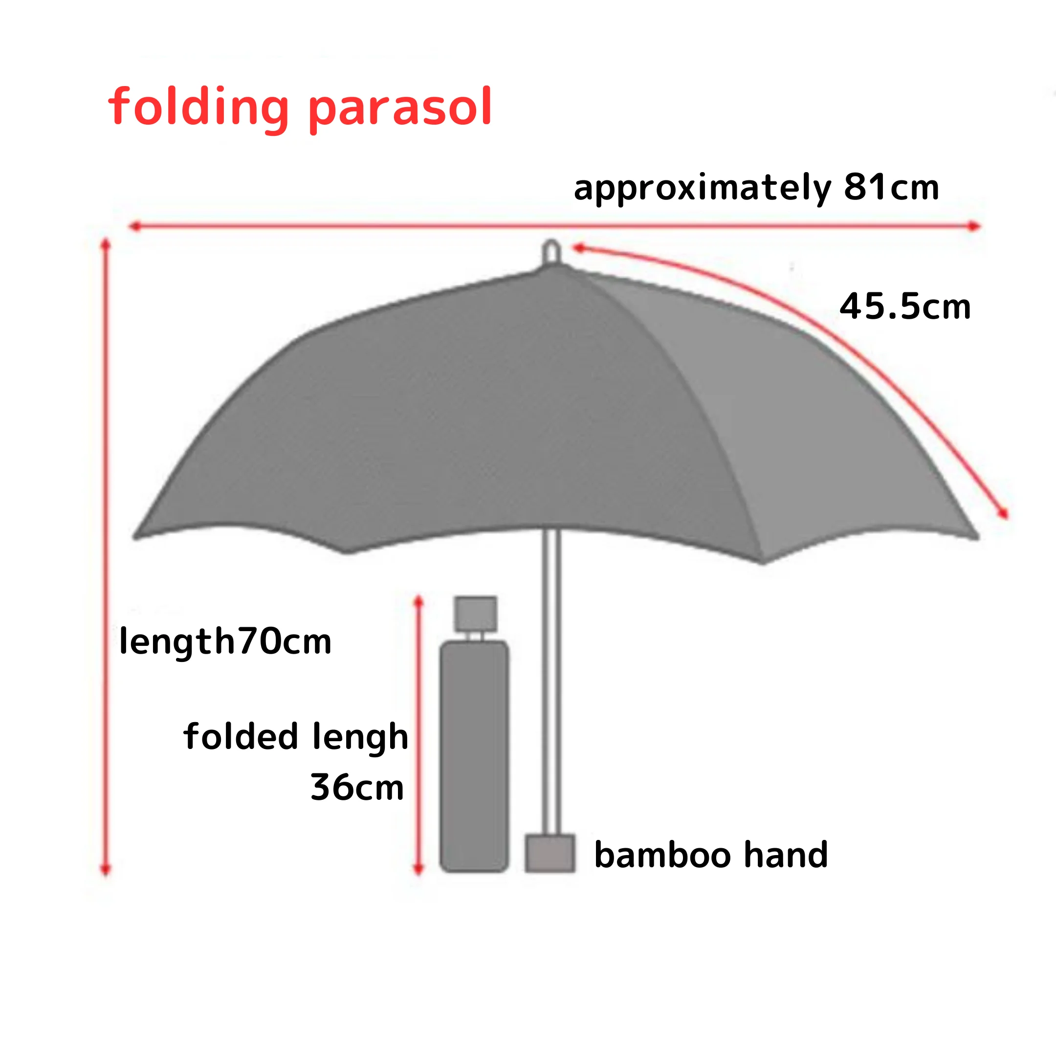 folding parasol size