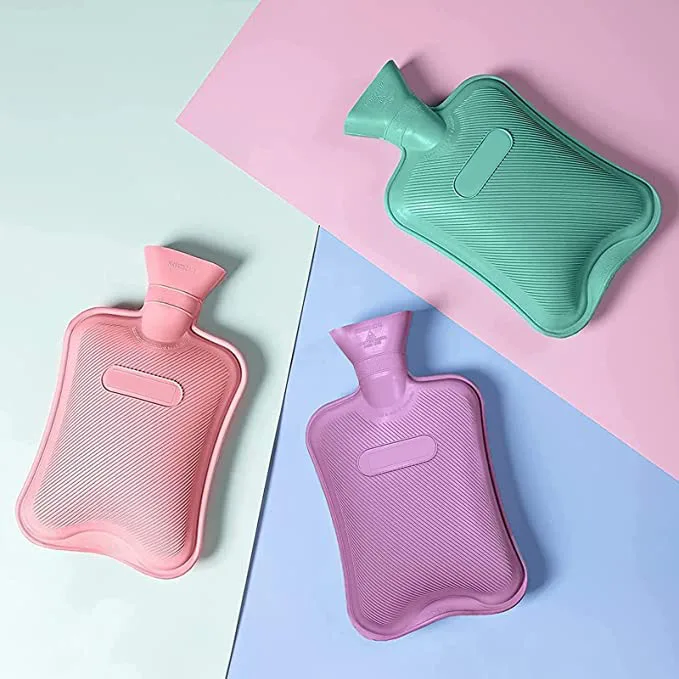 Custom Logo Hot Water Bag Reusable Natural Rubber Hot Water Bottles Cover Mini Water Bottles Hot and Cold Many Colors Accept