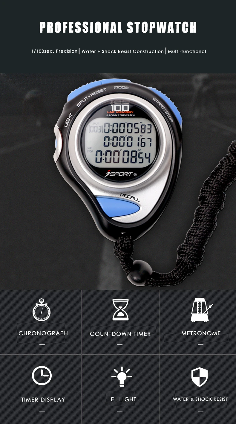 Hot Sale High Quality Large Display Stopwatch Waterproof Stopwatch Timer Factory Direct Supply Stopwatch