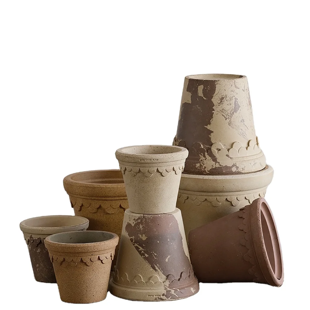 Morden french nordic style garden planter&pot terracotta rustic Home decorations ceramic cement indoor outdoor  wholesale