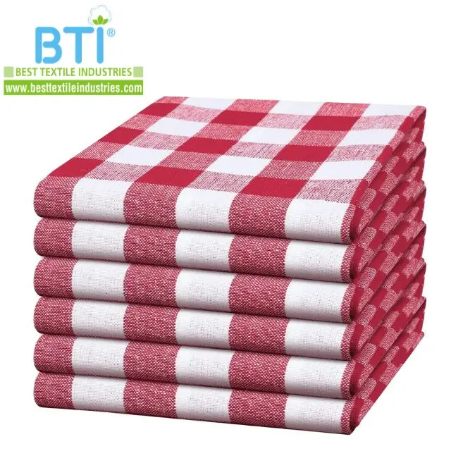 BTI Kitchen Towel Classical Design 100% Cotton Super Absorbent Dishcloth Tea Towel
