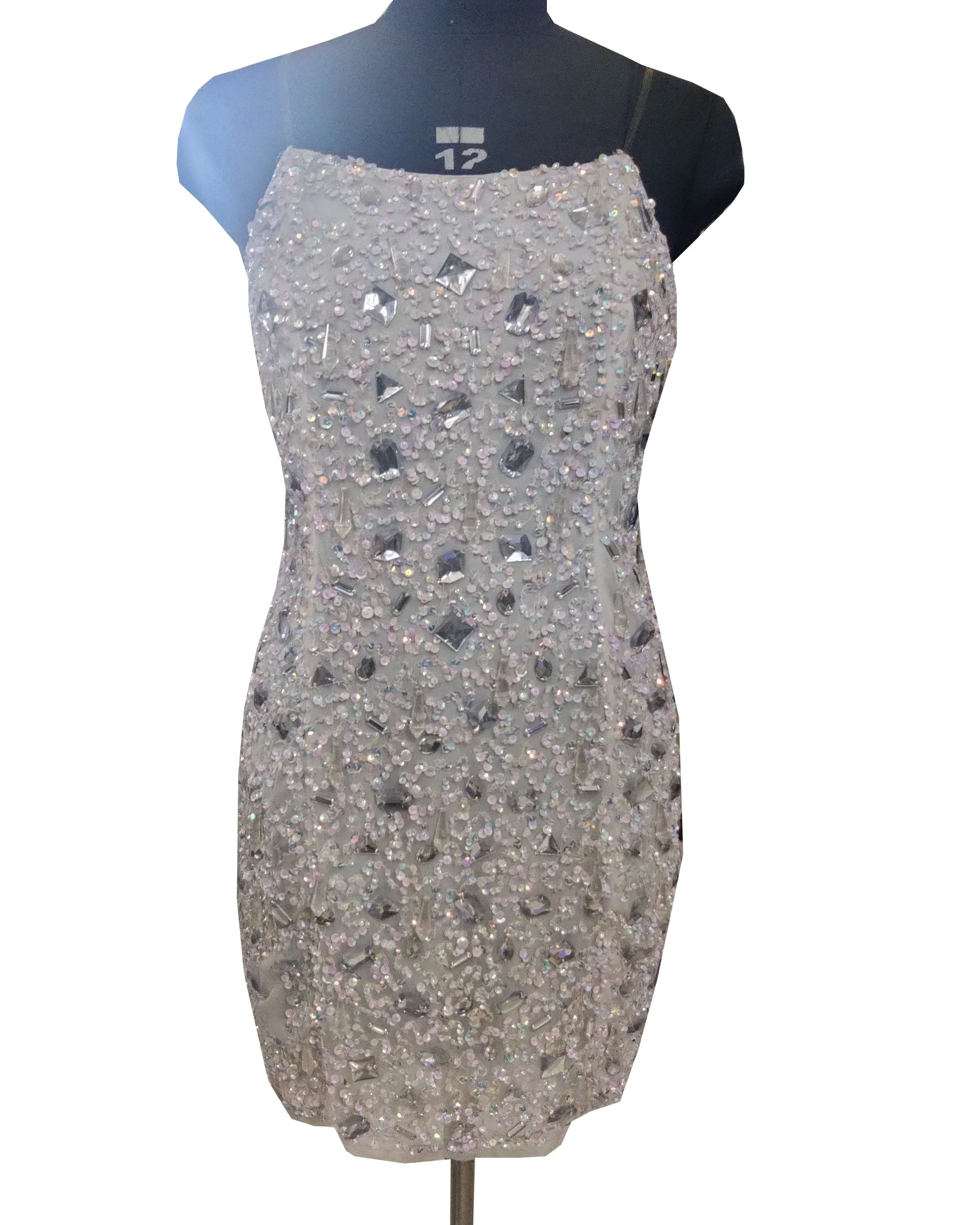 Lavish class all white look crystal stone sequins Beaded 100% handmade party designer dress with stunning quality