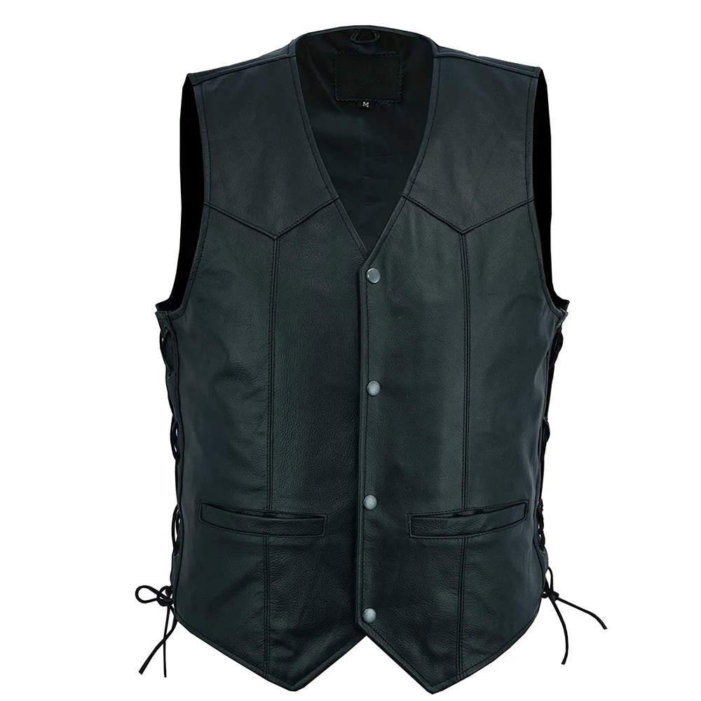 Whole Sale Rate Good Material Motorbike Leather Vest OEM Leather Biker Vest for Men 2024