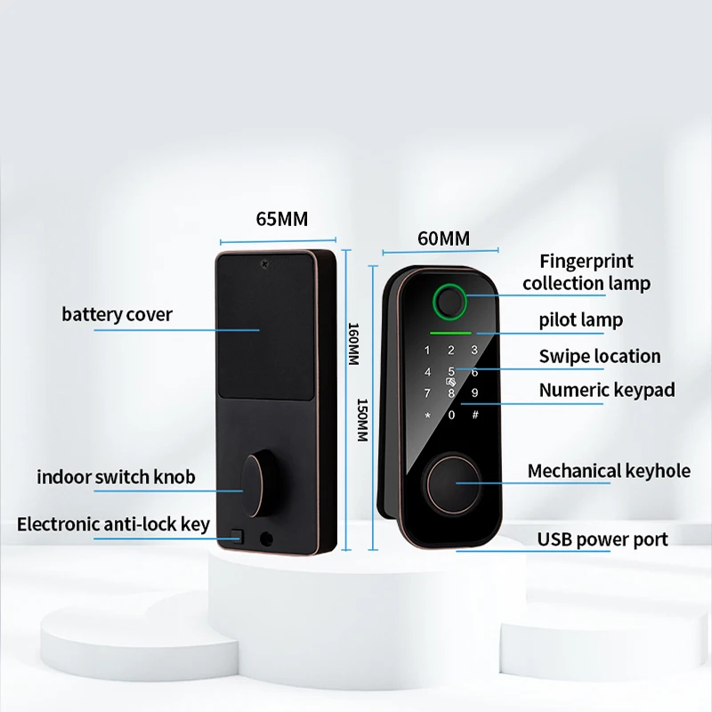 Smart Door Lock with TTLock APP Control, Supporting Password/fingerprint/swiping card/key and Fully Automatic Locking