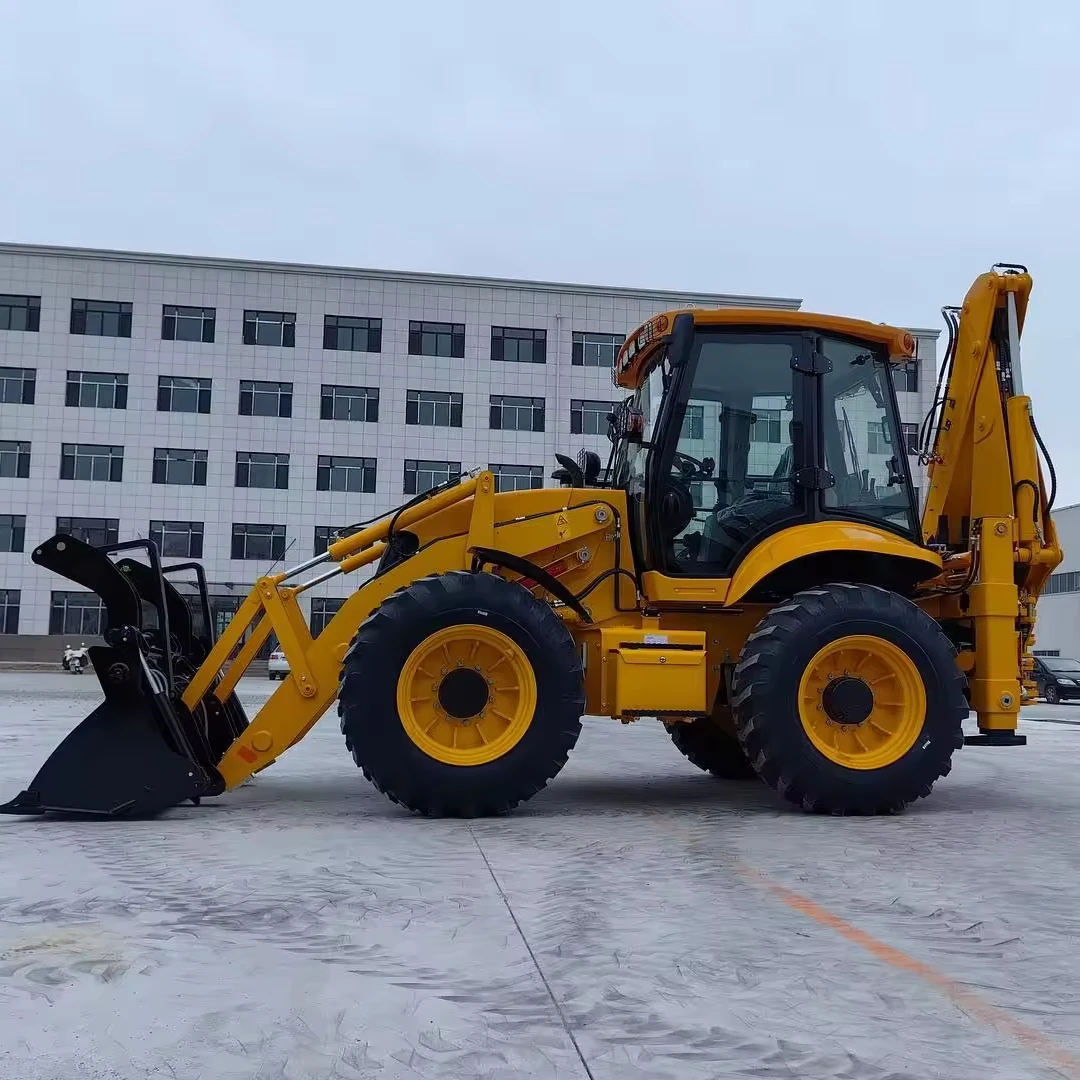 Backhoe Loader 4WD Tractor with Front End Loader and Backhoe for engineering & construction