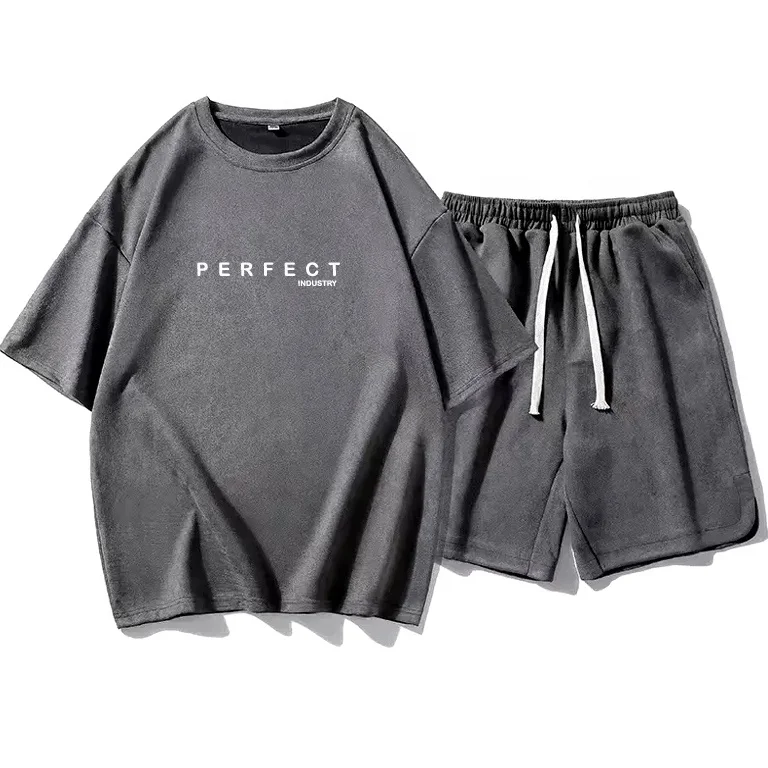 Perfect Top quality T-Shirt & Short Sets Men clothing wear T Shirts+shorts in solid colors With custom logo embroidery logo