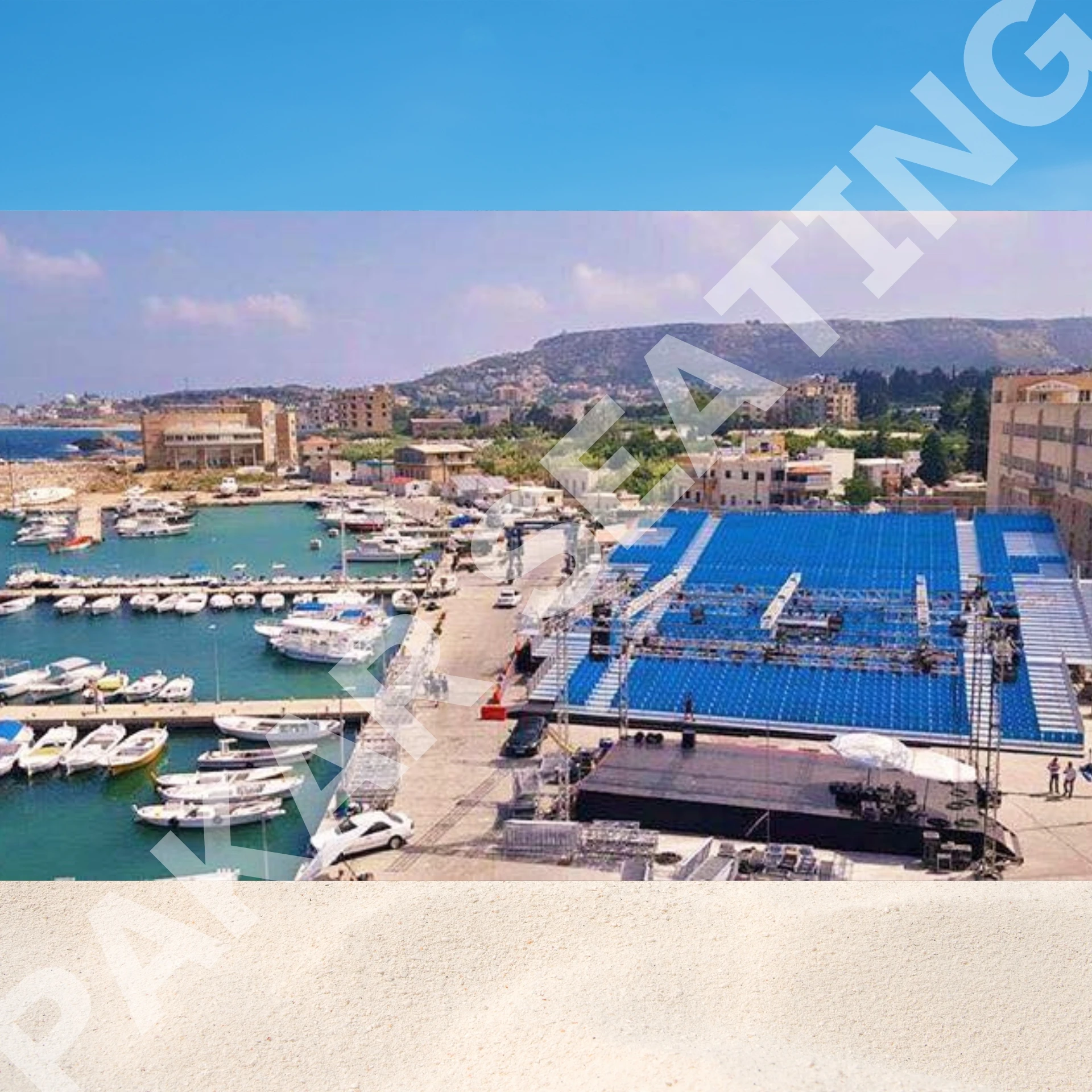 Portable Grandstand with Staircases Roof Bleacher Indoor Outdoor Sports Event Tribune for National Day Festivals CN plugs type