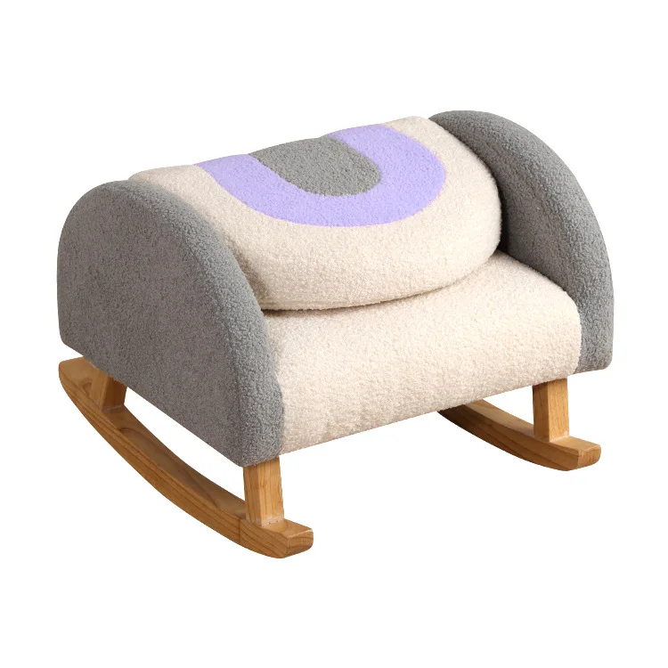 modern premium foldable teddy velvet single sofa rocking chair armchair for children rest bedroom preschool