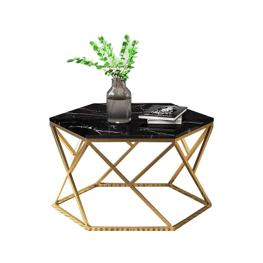 Unique Style Antique Finishing Metal & Marble Coffee Table Luxurious Design Sofa Side Metal & Marble Table At Inexpensive Price