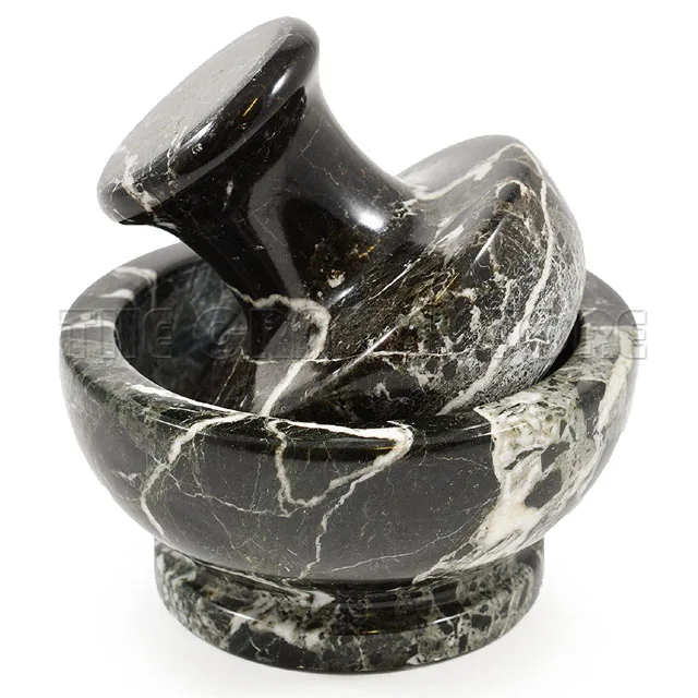 Best Quality Black Zebra Marble Natural Stone Hand  Made Mortar & Pestle Large Mortar And Pestle At Affordable Price