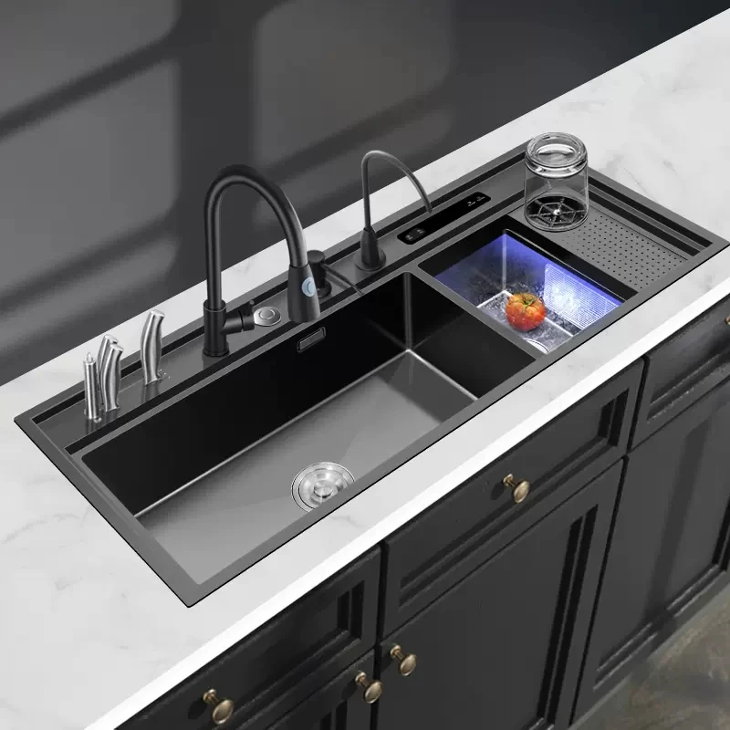 High Temperature Disinfection Dryer Ultrasonic Sink Washing Fruit Vegetable And Seafood 3 In 1 Sus304 Kitchen Sink