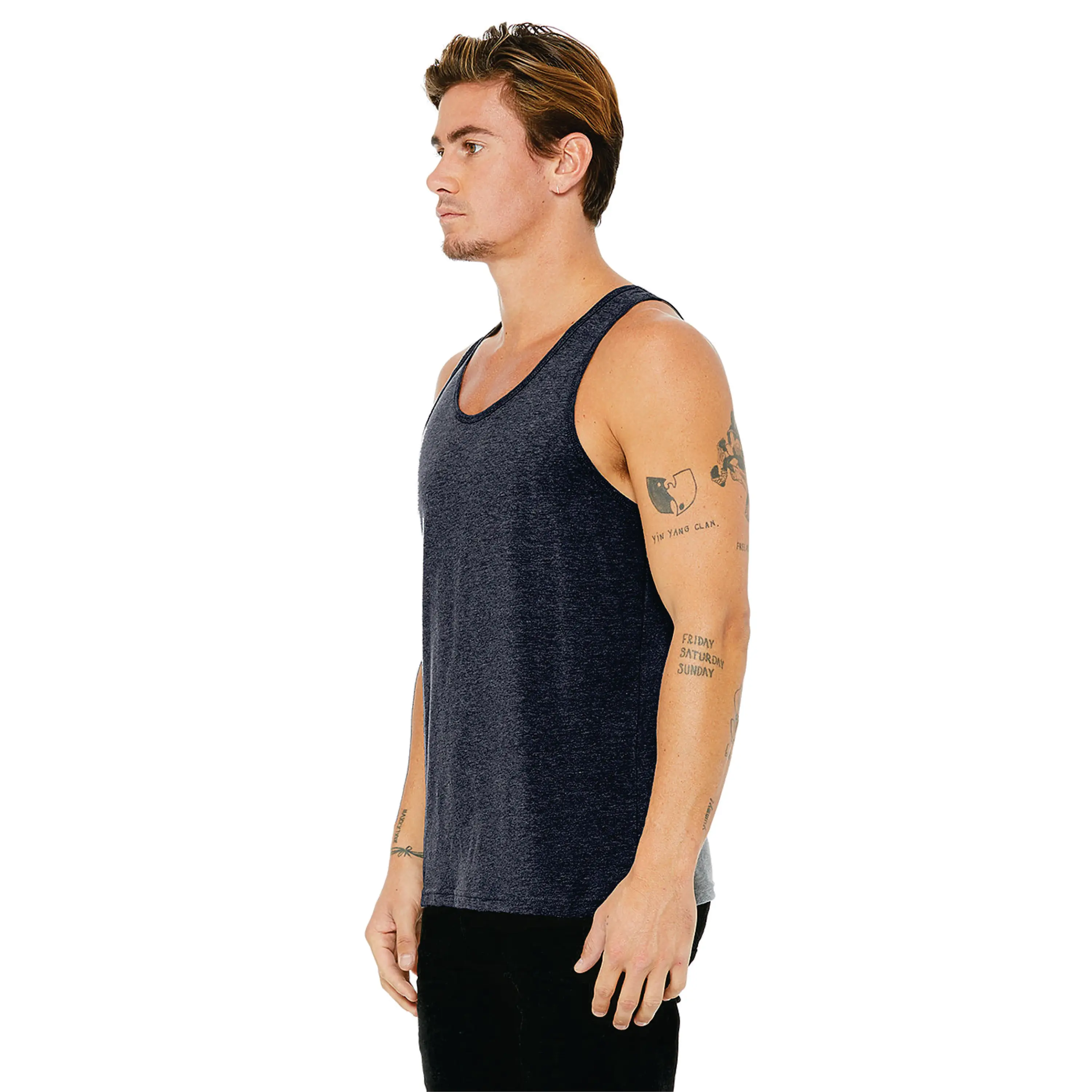 Side Seamed Retail Fit 100% Airlume Combed and Ring Spun Cotton 32 single 4.2 oz Navy Unisex Jersey Tank