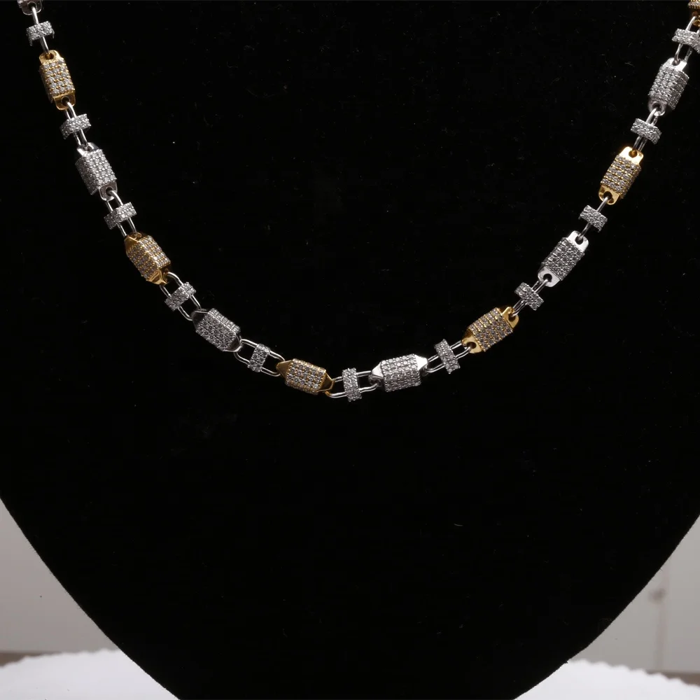 Hip hop fully iced out link diamond chain with vvs clarity diamonds crafted in 14 kt gold moissnaite for men wholesale jewelry
