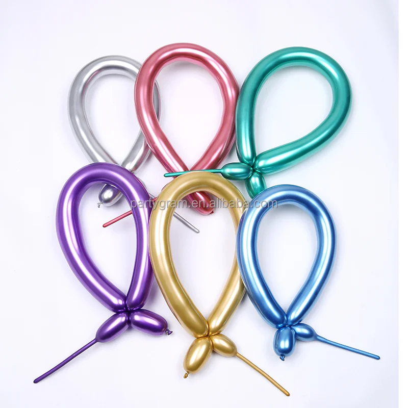 Hot Sale 260 Long Chrome Metallic Balloons Globos Magic DIY Shaped Twisting Ballons Long Strip Latex Balloons