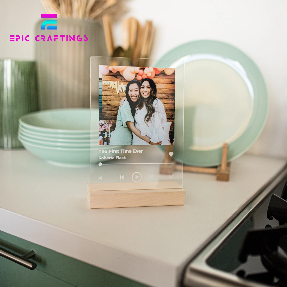 Personalized Acrylic Spotify Plaque with Custom Photo Customized Music Song Album Cover Art Print Romantic Anniversary Gift