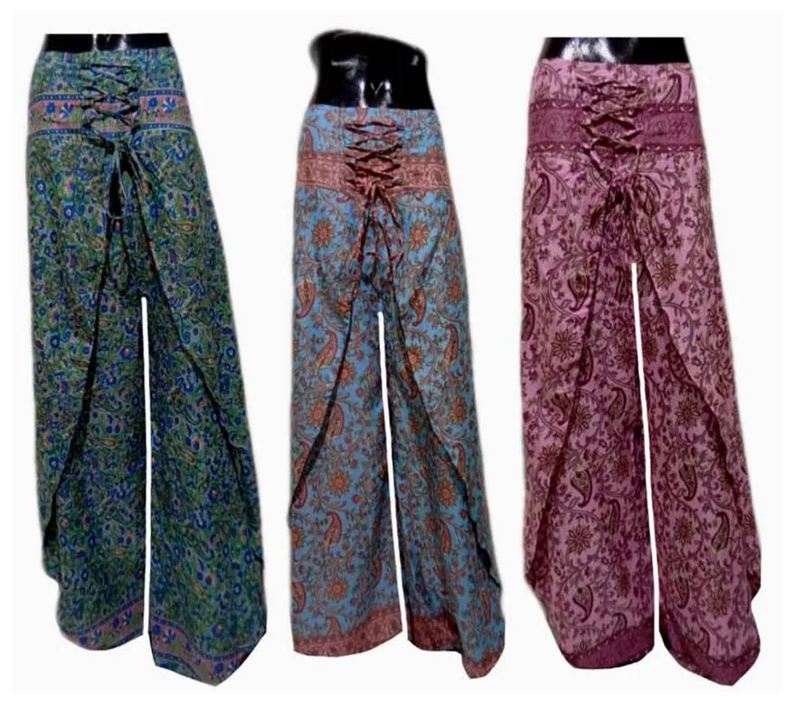 High Quality New Sari Fabric Palazzo Pants Summer Wear Leggings for Women and Girls Indian Manufacturer GC-AP-623 Export
