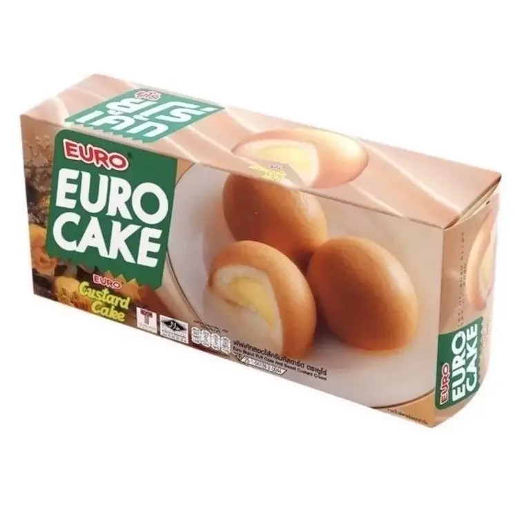 Premium Euro Custard Bun Cake 114g Wholesale Custard Cake Puff Cake and Sweet Pandan Cream Box of 12 pcs fromThailand