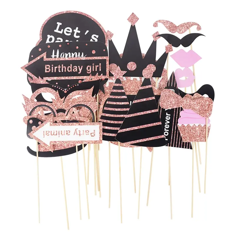 Happy Birthday Photo Props DIY Funny Mustache Lips Glasses Mask Photo Booth Props Accessories Party Supplies Party Home Decor