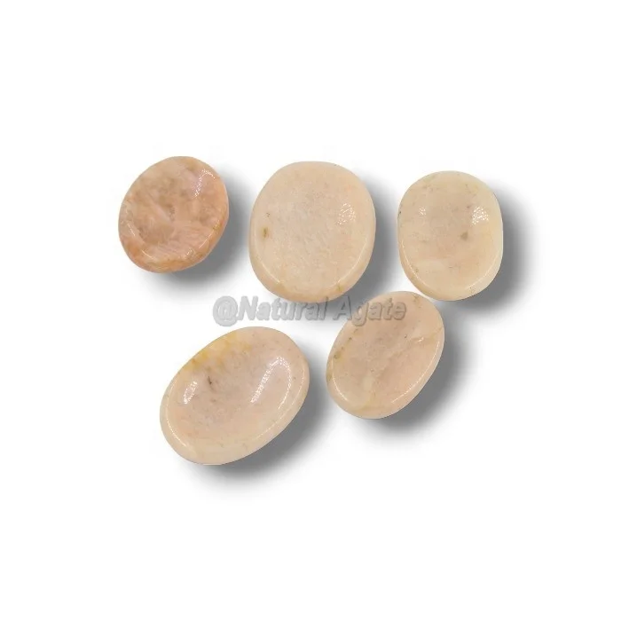 Wholesale Cream Moonstone Worry Stones Natural Stones Crystal Crafts Gift Reiki Rocks Minerals Gems Feng Shui Jade Stone Therapy