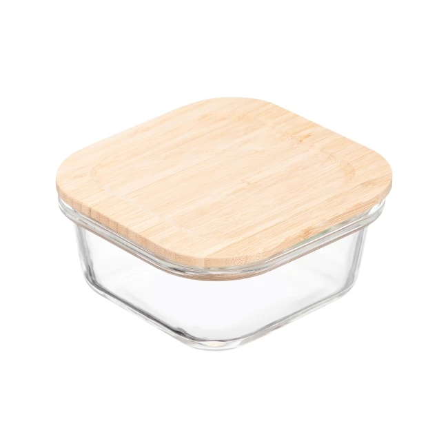 Nikko Modern Design 320ml Square Glass Food Storage with Bamboo Lid Multifunctional Injection Technics Hot Item