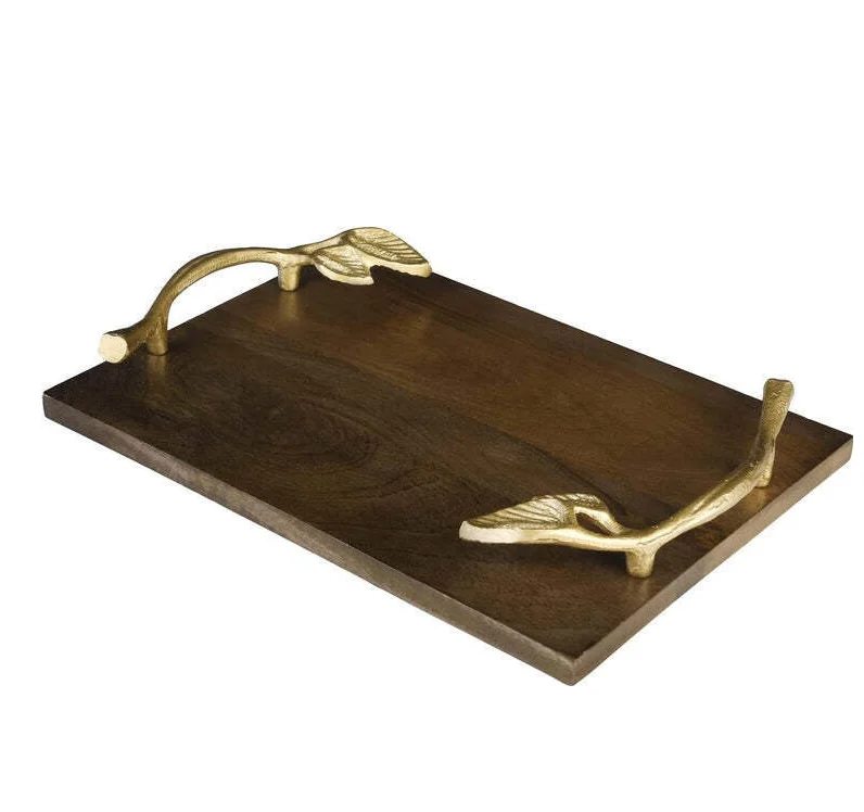 Hot Selling natural wooden serving tray wholesale Eco-friendly top quality Handcrafted natural wooden serving tray