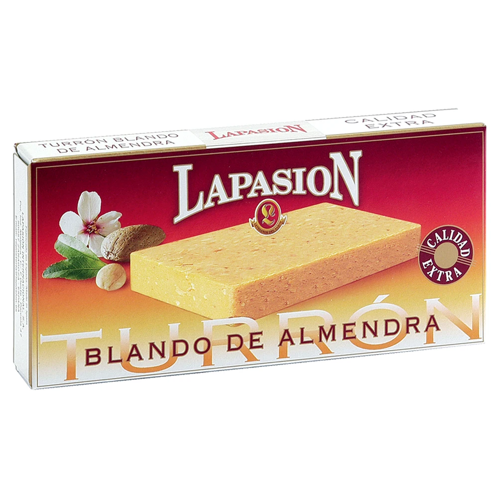 Extra quality soft turron made with almond 150g in a case for supermarket