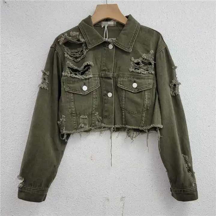 Denim Jackets Wholesale High Quality Womens Jacket Short Torn Tassel Women